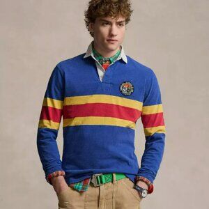 Polo Ralph Lauren Men's Hiking Patch Blue Rugby Shirt Size XXL New